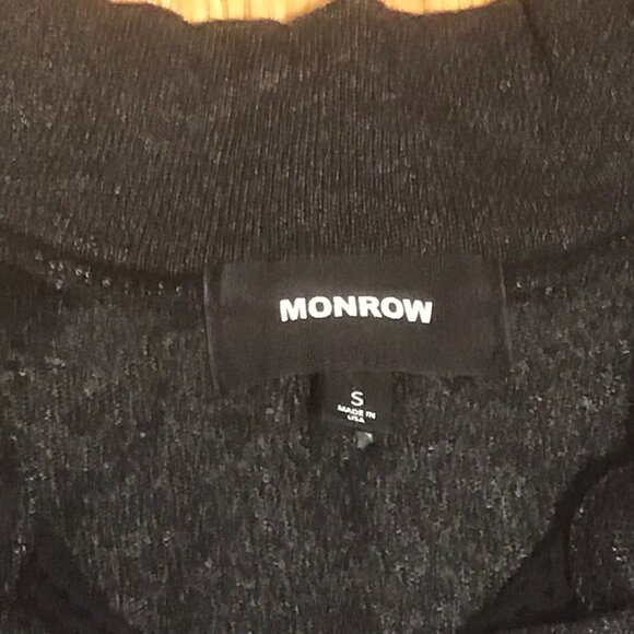 Monrow Mesh Sleeve Snap Button Sweatshirt Mixed Media Size S - Picture 6 of 9